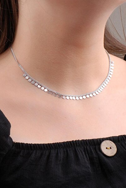 Sümer Telkari Pullu Choker Gümüş Kolye 6574