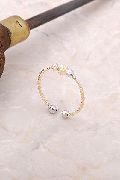 Sümer Telkari Dorica Altın Yaldızlı Gümüş Yüzük 3008