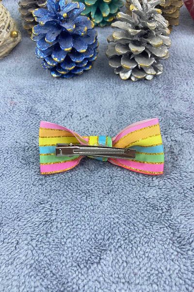 Hobigram Χειροποίητο Rainbow Color Hair Clip με φιόγκο αξεσουάρ μαλλιών Κούμπωμα με κολέτα