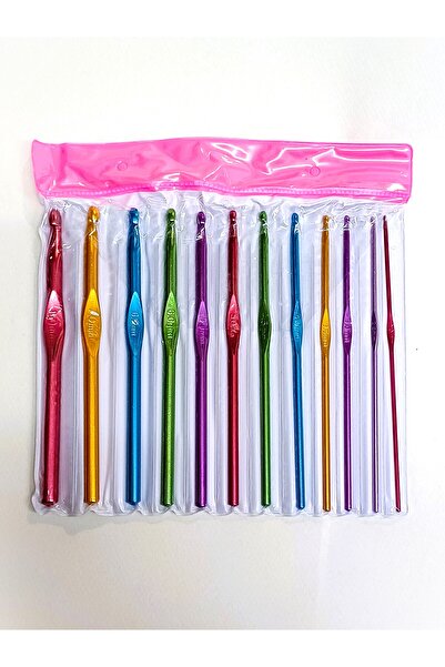 ATMACA TUHAFİYE Set de 12 croșetate pentru tricotat cu numere diferite - 2-2.5-3-3.5-4-4.5-5-5,5-6-6,5-7-8