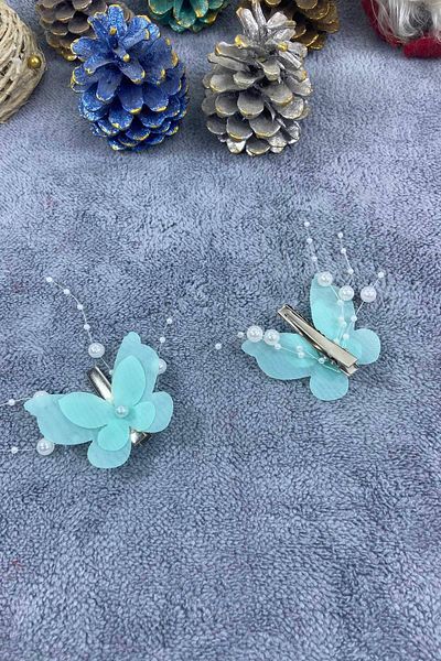 Hobigram Χειροποίητο Water Green Butterfly Barrette Οργάνωση Κοριτσίστικο Barrette Αξεσουάρ μαλλιών Παιδικό Barrette