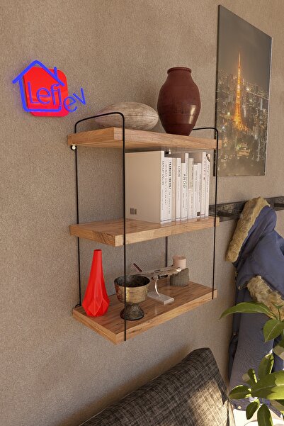 LEFİEV LEFİ EV Metal Ayaklı Duvar Rafı, 3 Katlı Duvar Rafı, Kitaplık, Saksılı...