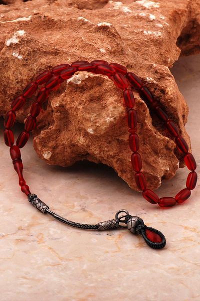 Sümer Telkari Master Work - Squeezed Amber Capsule Cut Silver Rosary 363