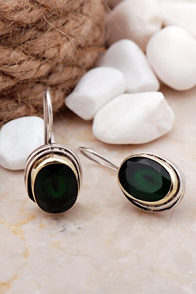 Sümer Telkari Kök Zümrüt Taşlı Tel Sarma Elişi Gümüş Küpe 5598