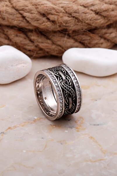 Sümer Telkari Tasarım Elişi Taşlı Sonsuzluk Gümüş Kadın Alyans 15