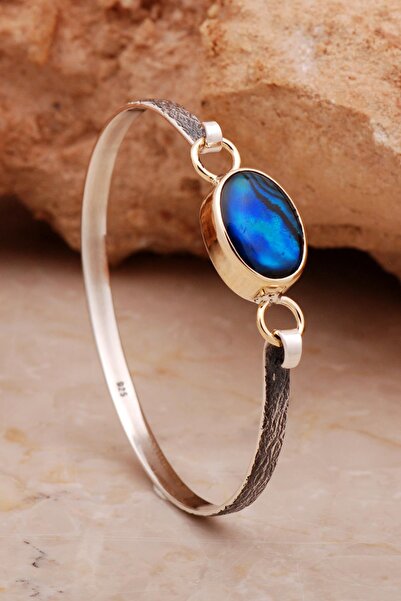 Sümer Telkari Okyanus Sedefi Dövme Elişi Tasarım Gümüş Bilezik 4383