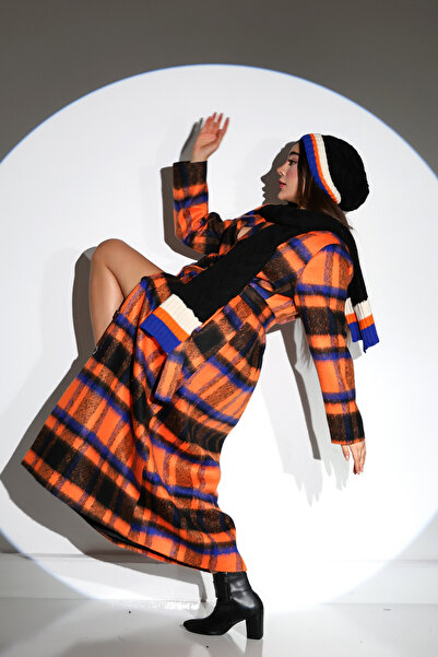 Mankens Fashion Beretă și eșarfă portocalie pentru femei