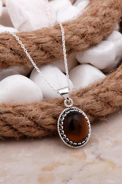 Sümer Telkari Kaplan Gözü Telkari Işlemeli Gümüş Kolye 7809