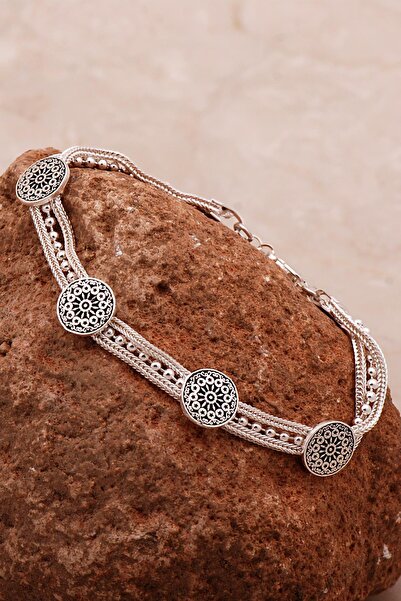 Sümer Telkari Anadolu Motifli Hasır Elişi Tasarım Gümüş Bileklik 4328
