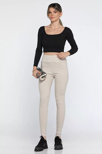 GÜLSELİ Stone Women's High Waist Ribbed Trousers
