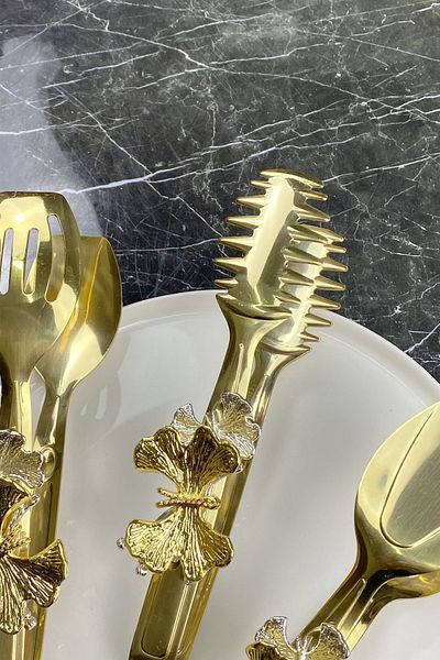 MAY HOME مجموعة مكونة من 3 قطع من ملقط تقديم المعكرونة والسلطة والكعك على شكل فراشة