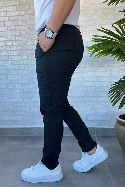 MİSHAR İTALİA Μαύρο ανδρικό παντελόνι Jogger με αυτοσχεδιασμό μέσης