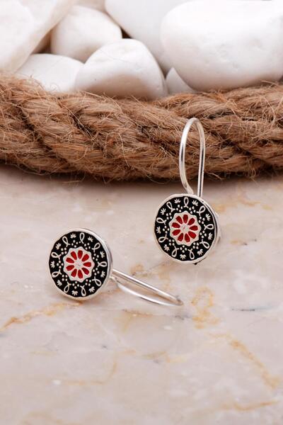 Sümer Telkari Anadolu Motifli Mineli Elişi Gümüş Küpe 5925