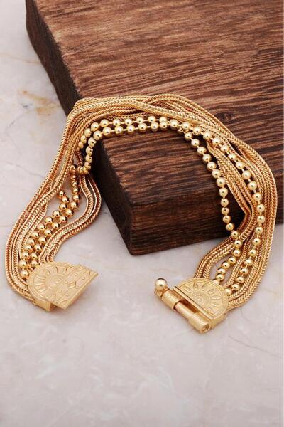 Sümer Telkari Midyat Hasırı Altın Yaldızlı Gümüş Bileklik 3244