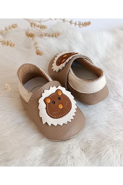Hodore Noxi Mink Genuine Leather Baby Booties Moccasin