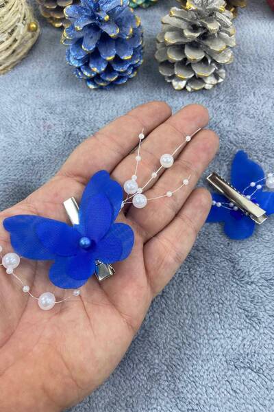 Hobigram Handmade Saks Blue Butterfly Buckle Organization Girl Buckle Hair Accessory Children's Buckle – Hair Band