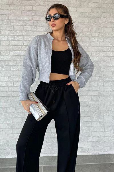 GÜLSELİ Black Women's High Waist Letter Printed Loose Leg Trousers