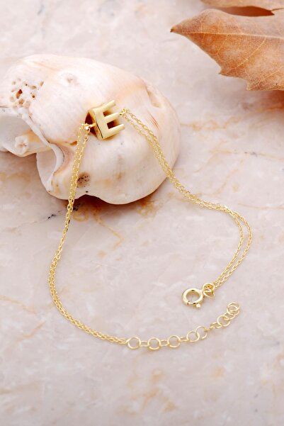 Sümer Telkari E Harfi Altın Kaplama Gümüş Bileklik 4202