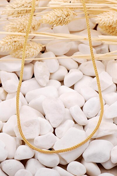 Sümer Telkari Kazaziye Işlemeli Altın Yaldızlı 50 Cm Gümüş Zincir Kolye 7392