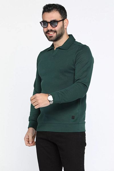 MİSHAR İTALİA Ανδρικό φούτερ Emerald Green Polo Neck