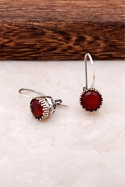 Sümer Telkari Kök Yakut Taşlı Elişi Gümüş Küpe 4236