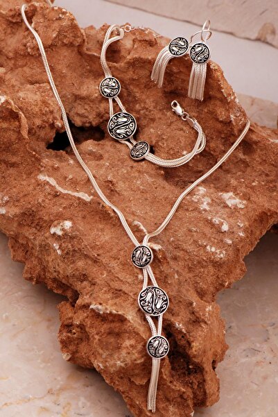 Sümer Telkari Lale Motifli Midyat Hasırı Gümüş Set Takım 2781