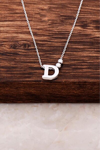 Sümer Telkari D Harfli Tasarım Gümüş Kolye 3801