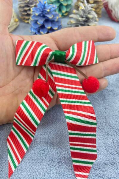 Hobigram Ручна робота Вишнева шпилька для волосся з новорічним дизайном Шпилька для волосся для дівчаток Кольорова шпилька – стрічка для волосся