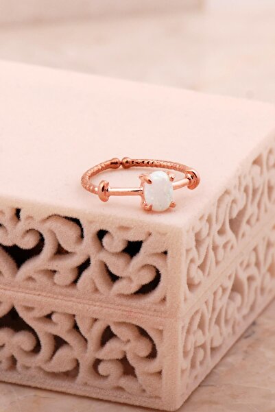 Sümer Telkari Opal Taşlı Rose Gümüş Yüzük 5794