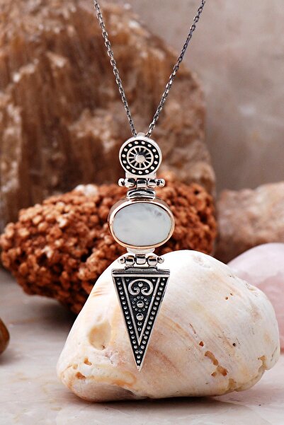 Sümer Telkari İnci Antik Tasarım Elişi Gümüş Kolye 7049