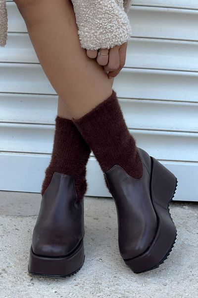 Shoebutik Glumb Bitter Brown Knitwear Strech Γυναικείες Μπότες