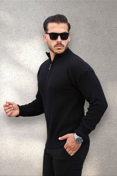 BİRBEYSTORE Мъжки трикотажен пуловер Slimfit