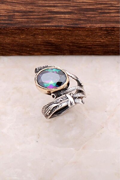 Sümer Telkari Mistik Topaz Taşlı Sarmaşık Tasarım Gümüş Yüzük 2719