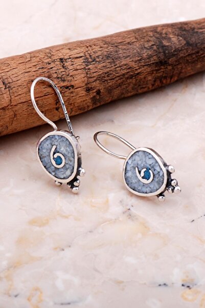 Sümer Telkari Antik Mozaik İşlemeli Taşlı Gümüş Küpe 6068