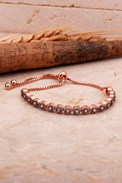 Sümer Telkari Rose Gümüş Elmas Montürlü Su Yolu Bileklik 4561