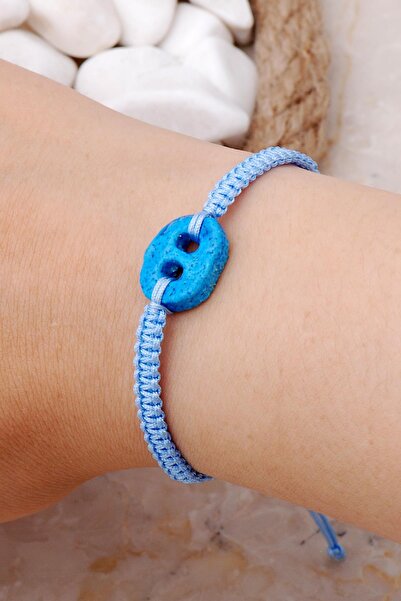 Sümer Telkari Süryani Nazar Boncuğu Mavi Makrome Bileklik 4026