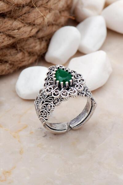 Sümer Telkari Telkari Elişi Gümüş damla Taşlı Yüzük 3231