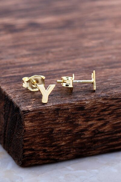 Sümer Telkari Y Harfi Altın Kaplama Gümüş Küpe 6016