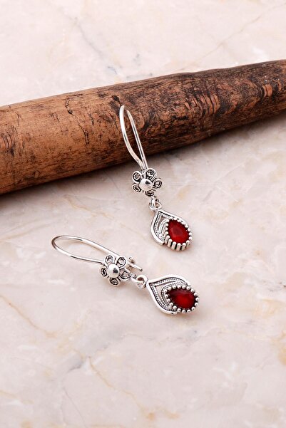 Sümer Telkari Telkari Işlemeli Elişi Gümüş Kök Yakut Küpe 5074