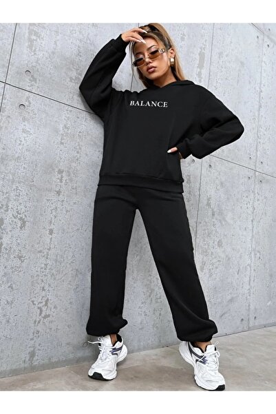 zeag Γυναικεία φόρμα γυμναστικής με κουκούλα σε μαύρο Oversize Balance με στά...