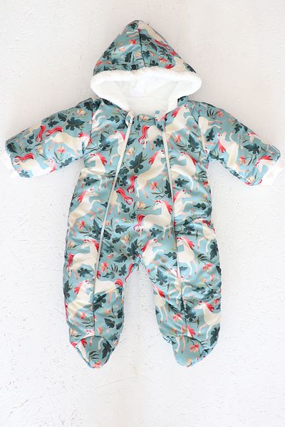 Monila Unicorn Print Baby Girl Astronaut Jumpsuit - Hooded and Fur Inside
