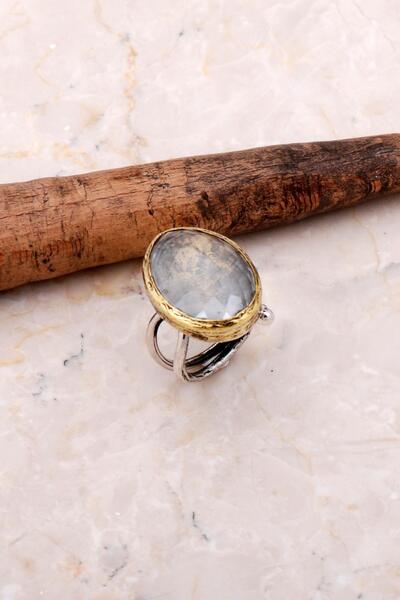 Sümer Telkari Kuvars Tuğralı Elişi Tasarım Gümüş Yüzük 3084