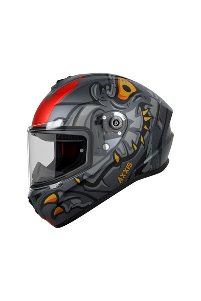 AXXIS DRAKEN S DINOTOON B5 MAT GRİ-KIRMIZI SİYAH VİZÖR HEDİYELİ