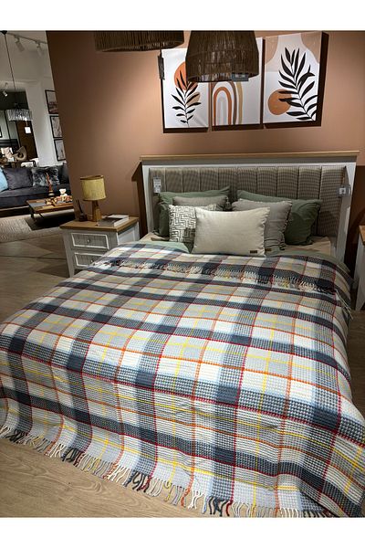 MaVaux Sesli Comfort Series Oversized Cotton Boxed Scotch Blanket 200X220 1750Gr