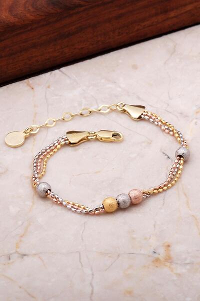 Sümer Telkari Dorissa Altın Yaldızlı Rose Gümüş Bileklik 3526