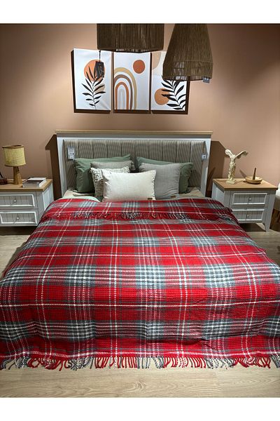 MaVaux Sesli Comfort Series Oversized Cotton Boxed Scotch Blanket 200X220 1750Gr