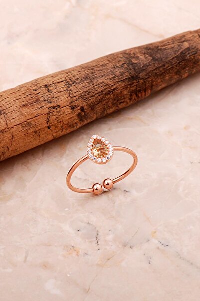 Sümer Telkari Renk Değiştiren Sultan Taşlı Damla Mini Rose Gümüş Yüzük 3732