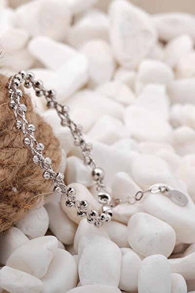 Sümer Telkari Dorissa Rodyumlu Örgü Gümüş Bilezik 04