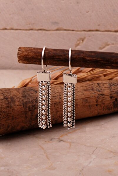 Sümer Telkari Hasır Elişi Oksitli Gümüş Küpe 6845