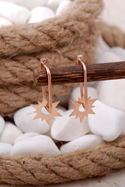 Sümer Telkari Güneş Rose Halka Gümüş Küpe 5751